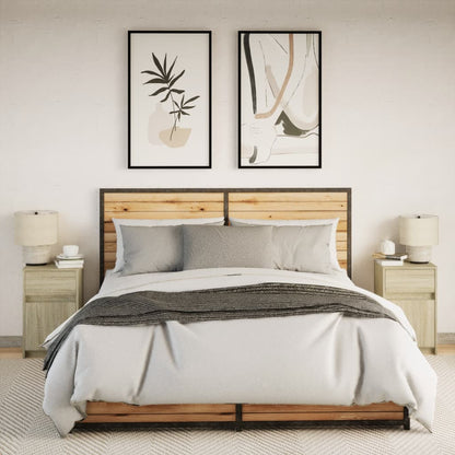 Nachtkastjes met LED-verlichting 2 st bewerkt hout sonoma eiken