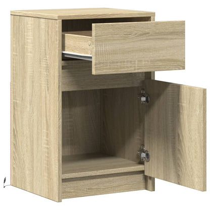 Nachtkastjes met LED-verlichting 2 st bewerkt hout sonoma eiken