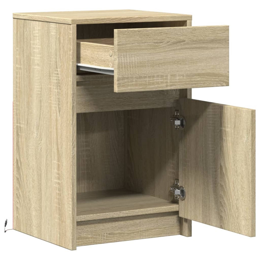 Nachtkastjes met LED-verlichting 2 st bewerkt hout sonoma eiken