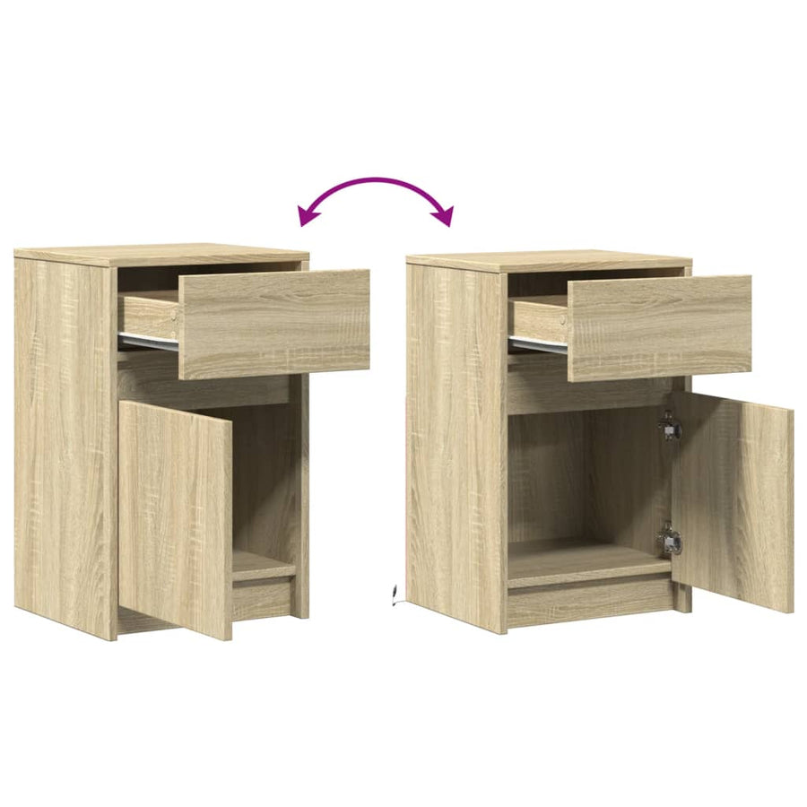 Nachtkastjes met LED-verlichting 2 st bewerkt hout sonoma eiken