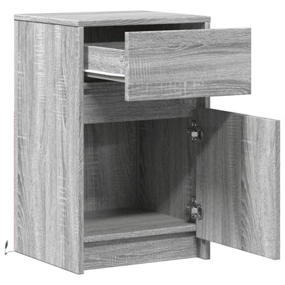 Nachtkastjes met LED-verlichting 2 st bewerkt hout grijs sonoma