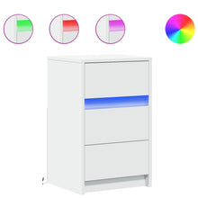 Nachtkastje met LED-verlichting bewerkt hout wit