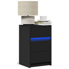 Bedside table with LED lighting treated wood black