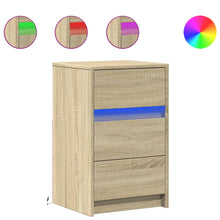 Nachtkastje met LED-verlichting bewerkt hout sonoma eikenkleur