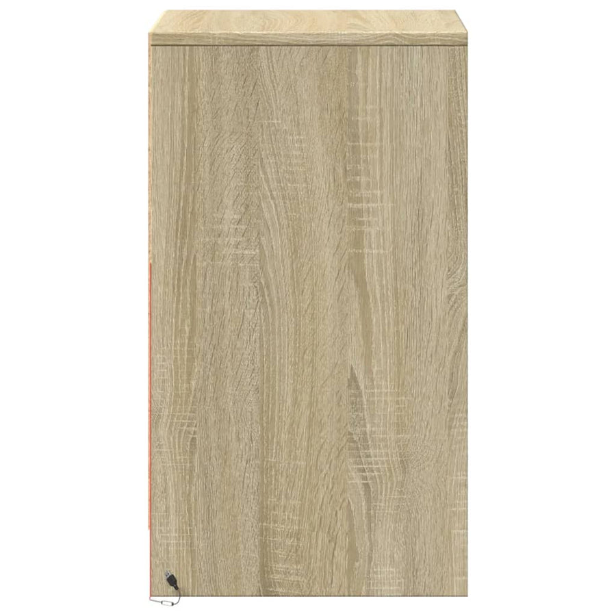 Nachtkastje met LED-verlichting bewerkt hout sonoma eikenkleur