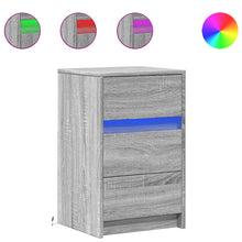 Nachtkastje met LED-verlichting bewerkt hout grijs sonoma