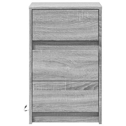 Nachtkastje met LED-verlichting bewerkt hout grijs sonoma