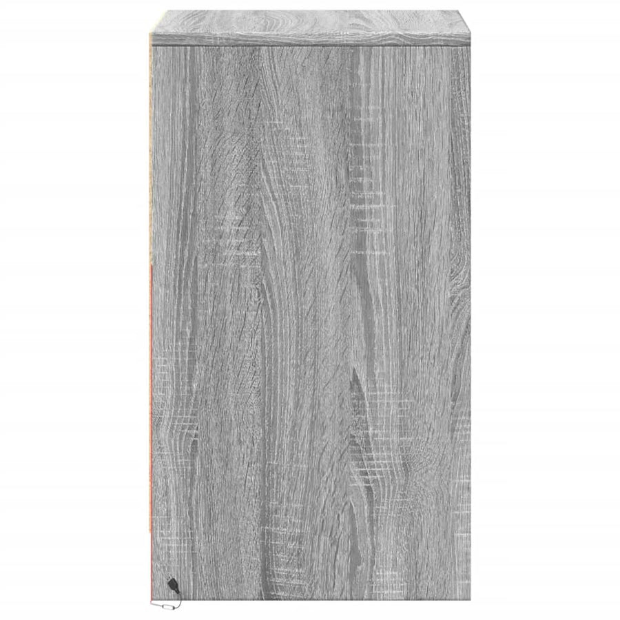 Nachtkastje met LED-verlichting bewerkt hout grijs sonoma