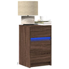 Bedside table with LED lighting processed wood brown oak color