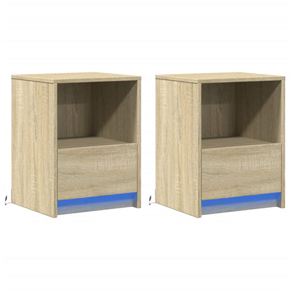 Nachtkastjes met LED-verlichting 2 st bewerkt hout sonoma eiken