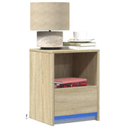 Nachtkastjes 2 st bewerkt hout sonoma eiken LED