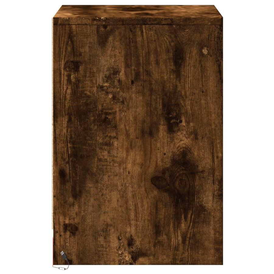 Nachtkastjes met LED 2 st bewerkt hout gerookt eikenkleurig