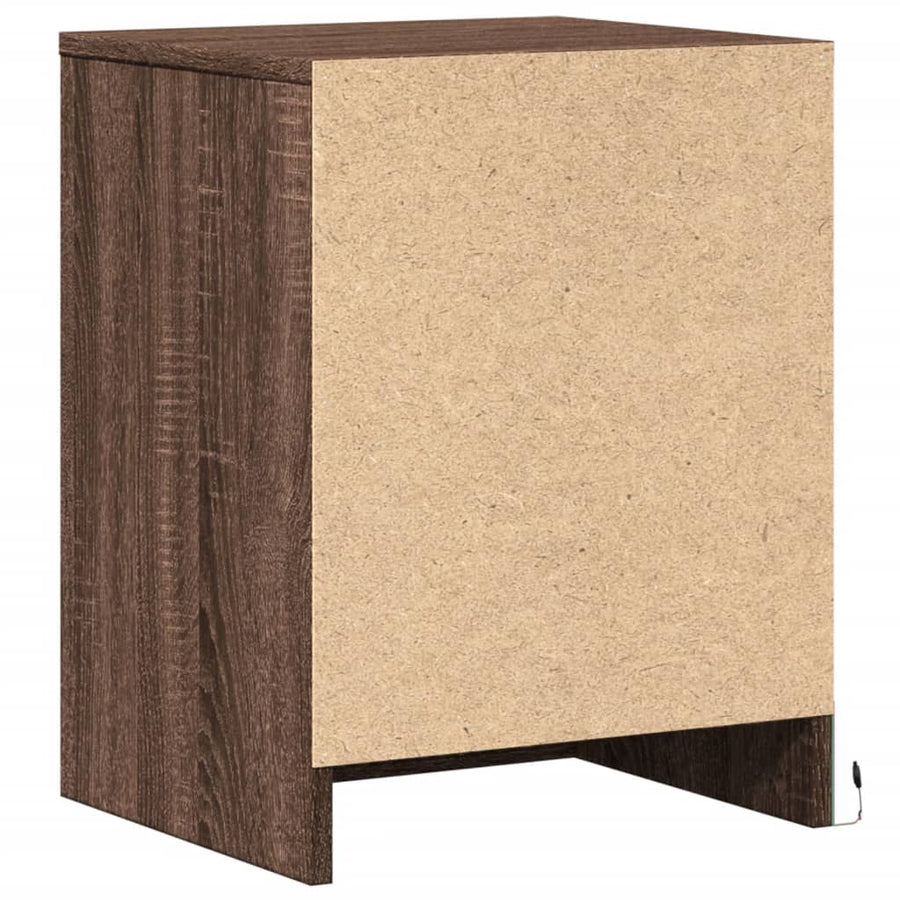 Nachtkastjes met LED 2 st bewerkt hout bruin eikenkleur