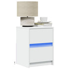 Bedside cabinets with LED lighting 2 pcs engineered wood white