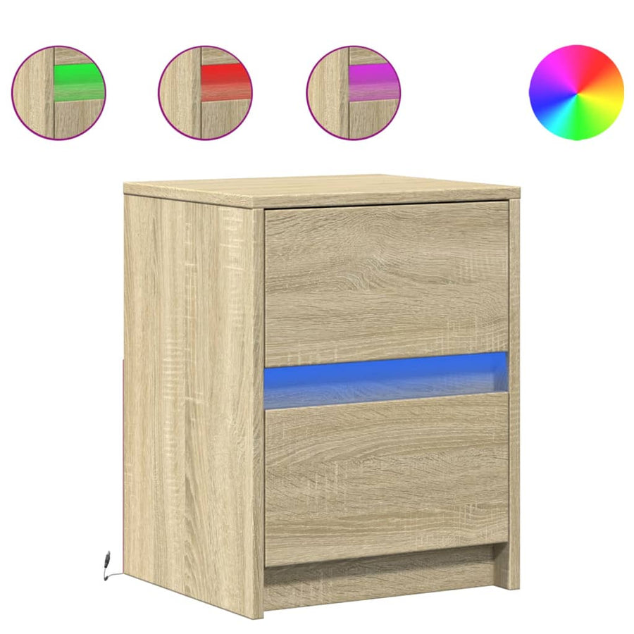 Nachtkastjes met LED-verlichting 2 st bewerkt hout sonoma eiken