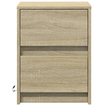 Nachtkastjes met LED-verlichting 2 st bewerkt hout sonoma eiken