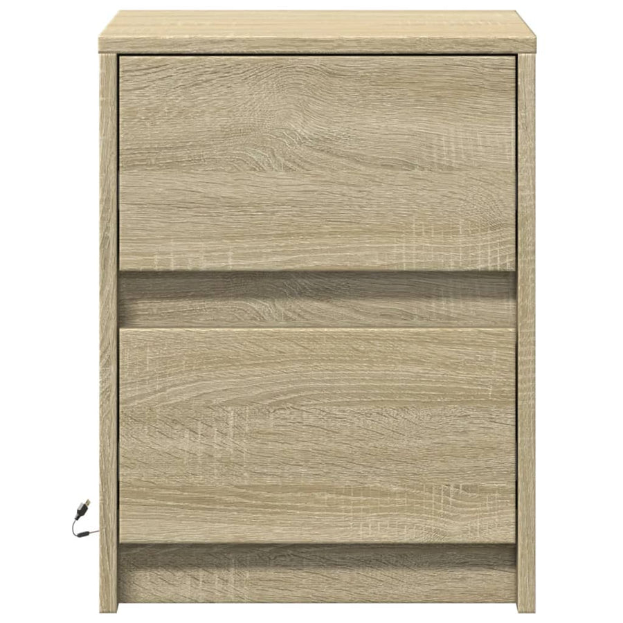 Nachtkastjes met LED-verlichting 2 st bewerkt hout sonoma eiken