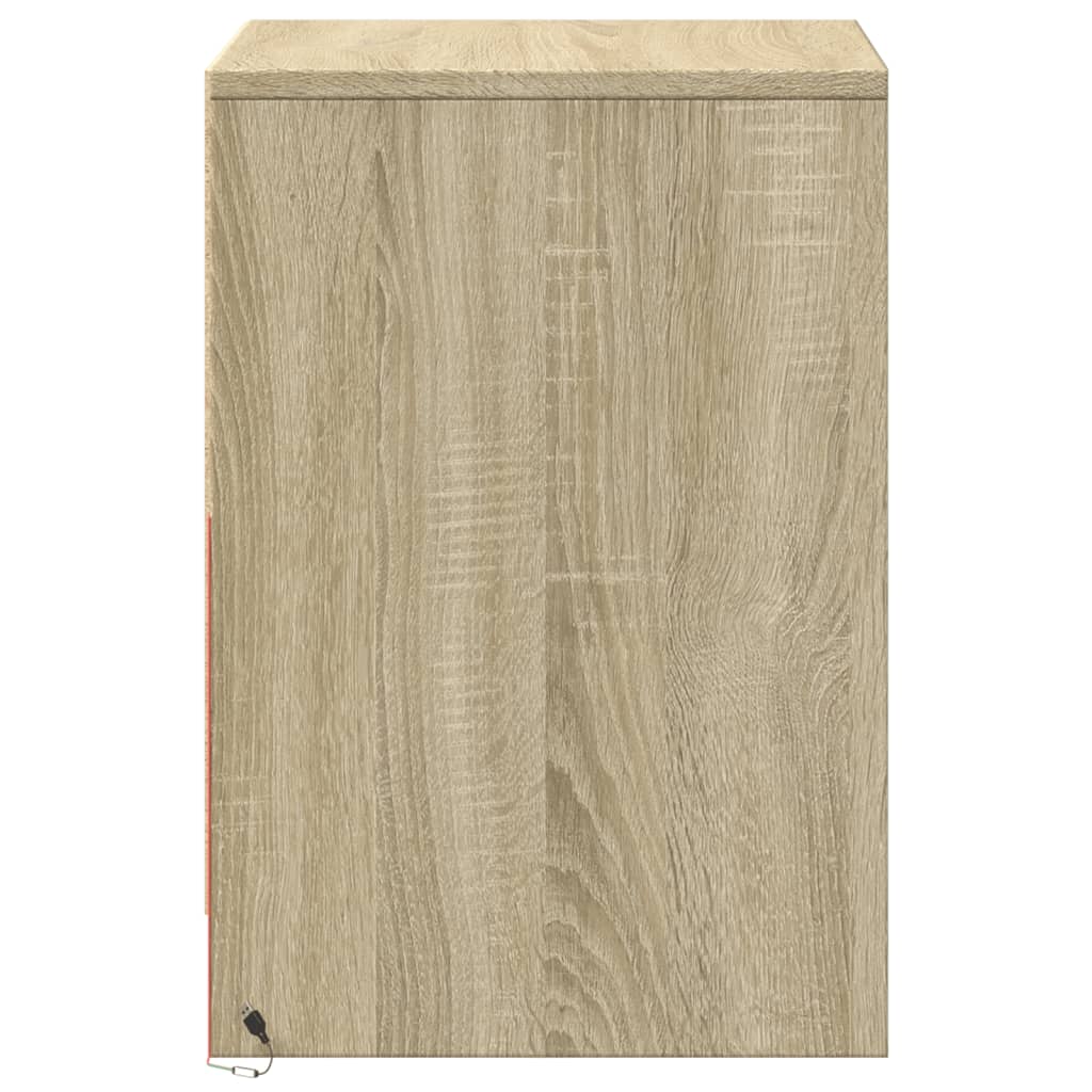 Nachtkastjes met LED-verlichting 2 st bewerkt hout sonoma eiken