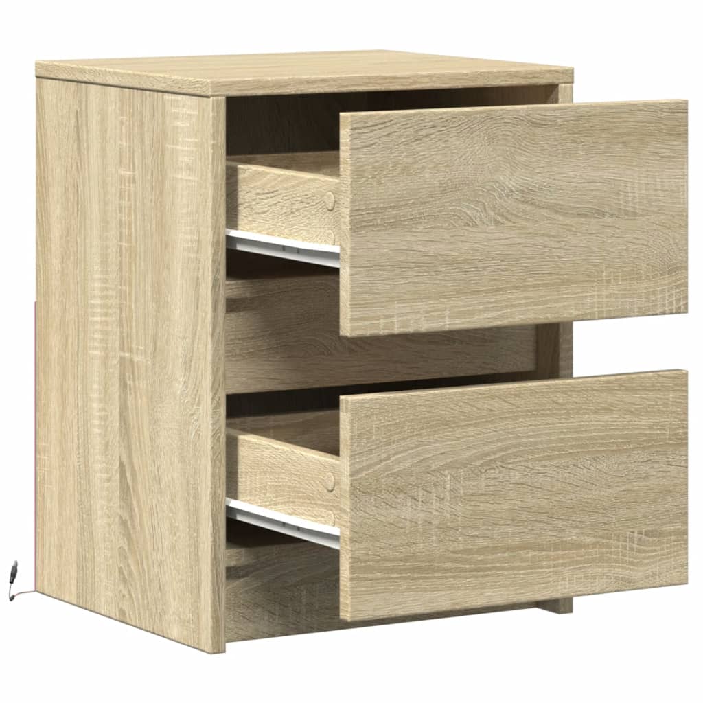 Nachtkastjes met LED-verlichting 2 st bewerkt hout sonoma eiken