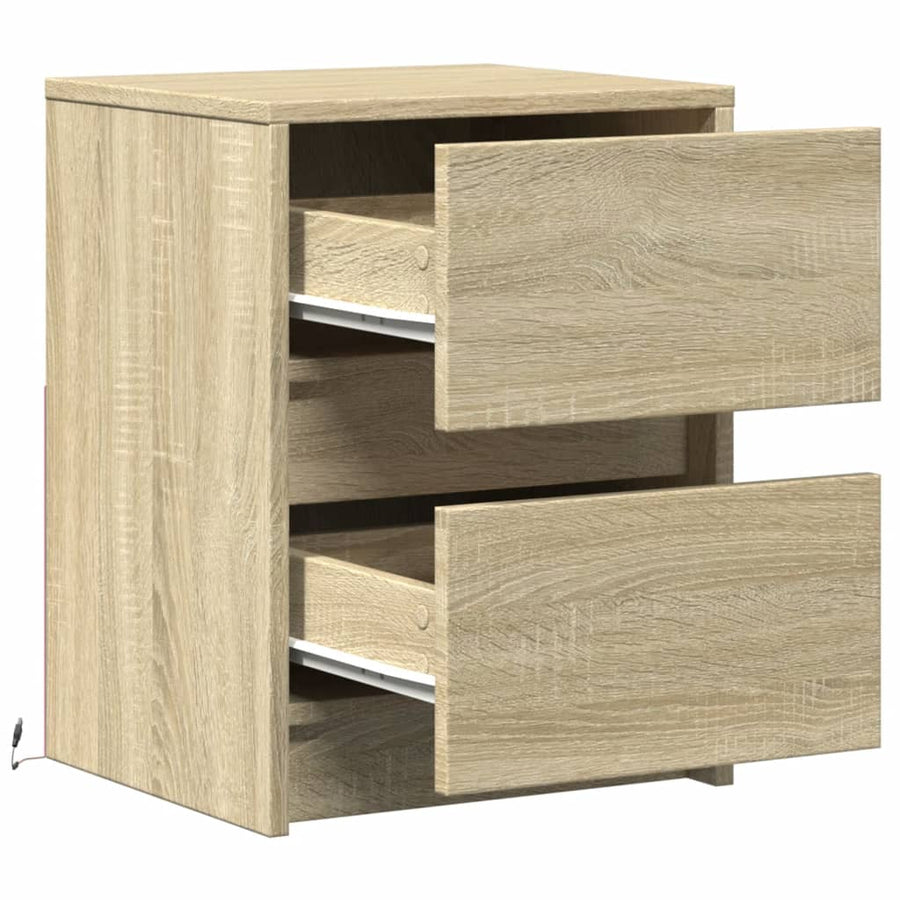 Nachtkastjes met LED-verlichting 2 st bewerkt hout sonoma eiken