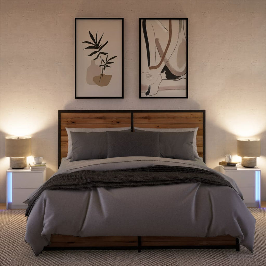 Nachtkastjes met LED-verlichting 2 st bewerkt hout wit