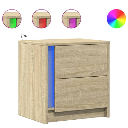 Nachtkastjes met LED-verlichting 2 st bewerkt hout sonoma eiken
