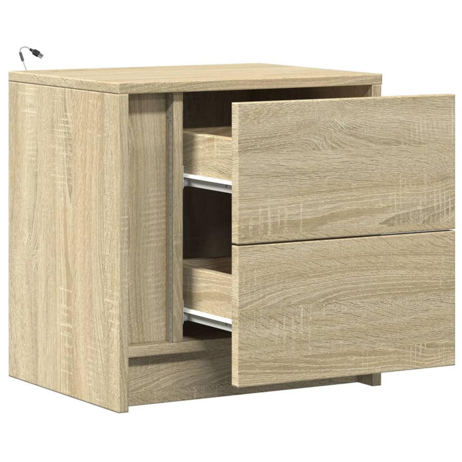 Nachtkastjes met LED-verlichting 2 st bewerkt hout sonoma eiken