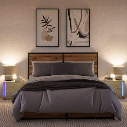 Nachtkastjes met LED-verlichting 2 st bewerkt hout sonoma eiken