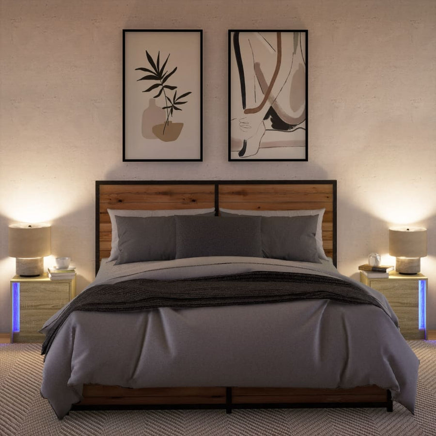Nachtkastjes met LED-verlichting 2 st bewerkt hout sonoma eiken