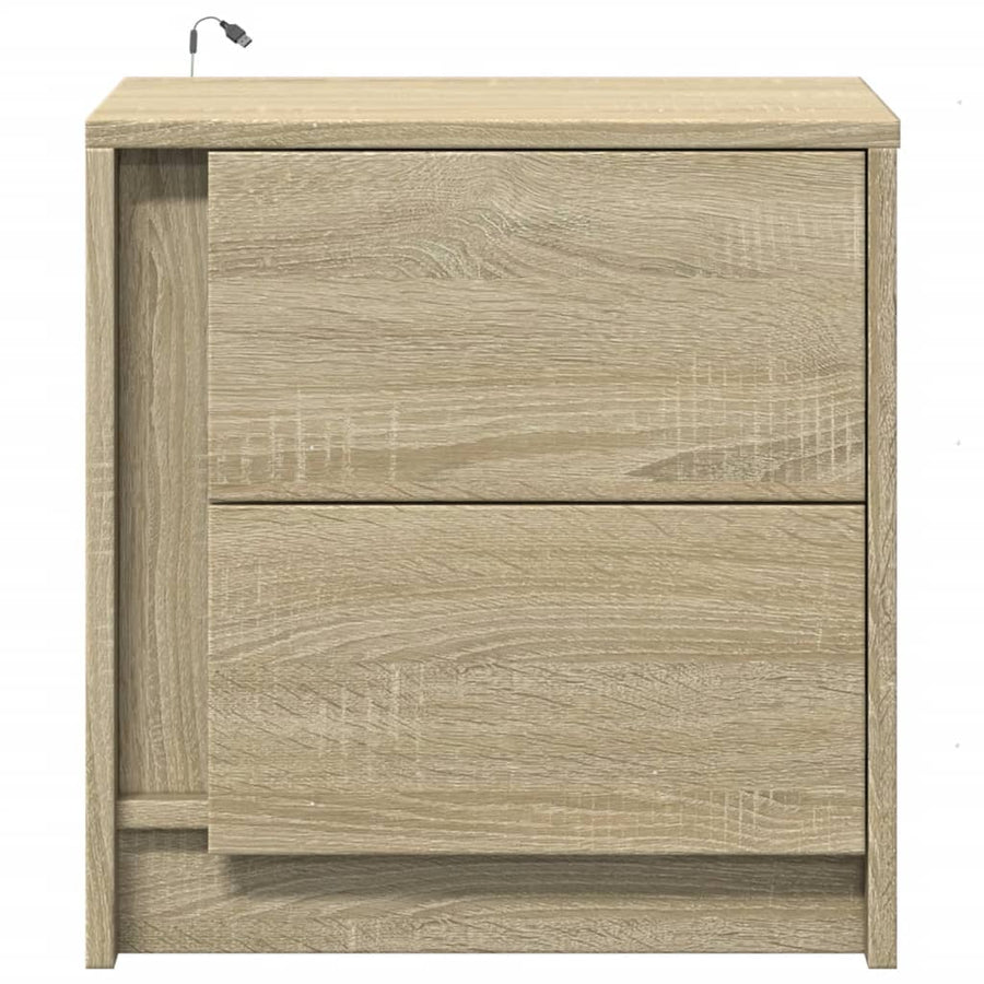 Nachtkastjes met LED-verlichting 2 st bewerkt hout sonoma eiken