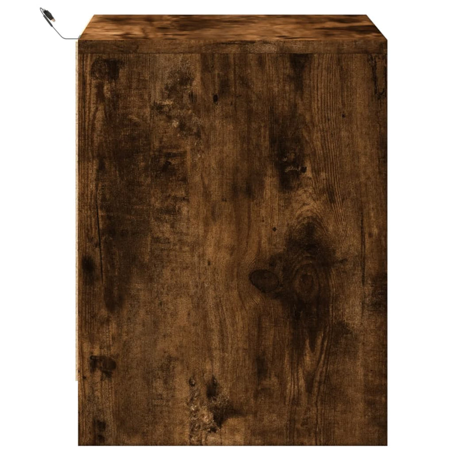 Nachtkastjes met LED 2 st bewerkt hout gerookt eikenkleurig