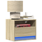 Wall-Mounted Bedside Table with LEDs, Sonoma Oak Color