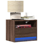 Wall-mounted nightstand with LEDs brown oak