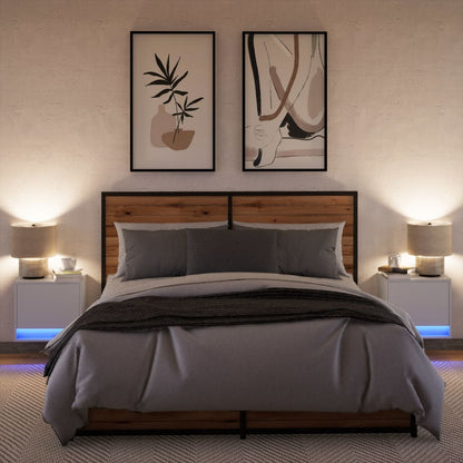 Nachtkastjes met LED's 2 st wandgemonteerd wit
