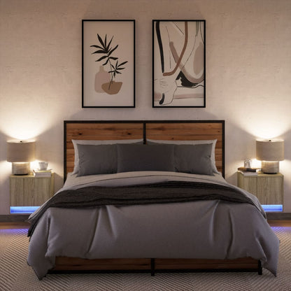 Nachtkastjes met LED wandgemonteerd 2 st sonoma eikenkleurig