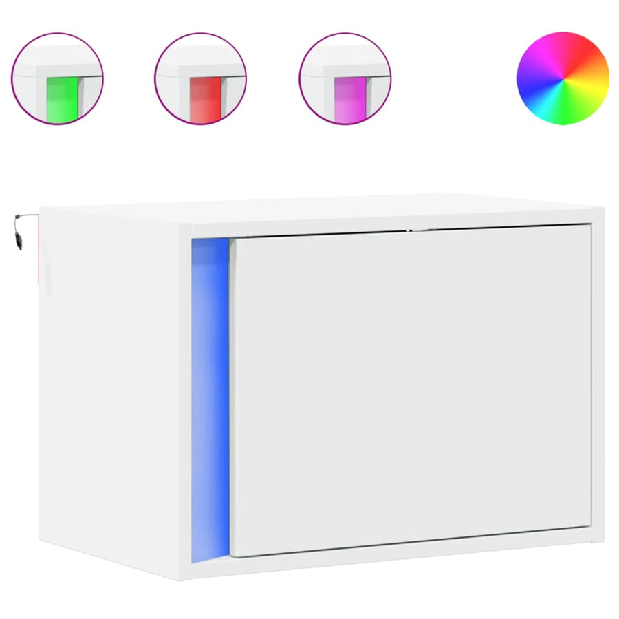 Nachtkastjes met LED's 2 st wandgemonteerd wit