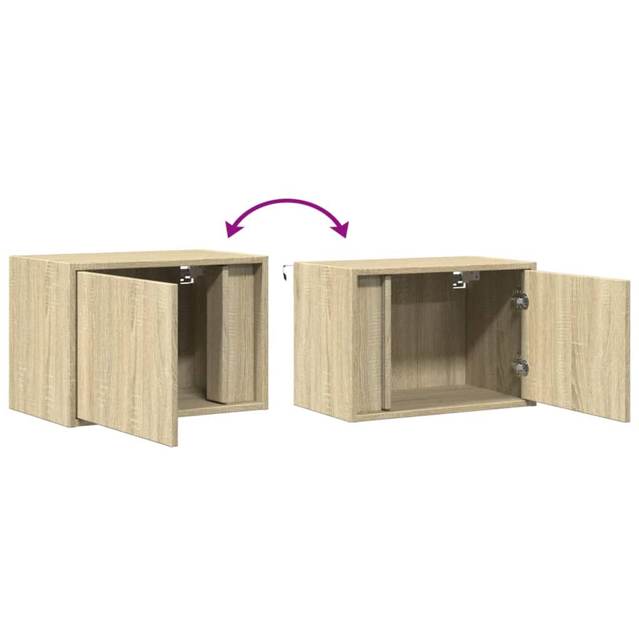 Nachtkastje met LED's wandgemonteerd sonoma eikenkleurig