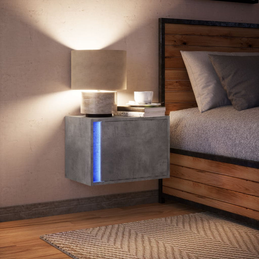 Nachtkastje met LED's wandgemonteerd betongrijs