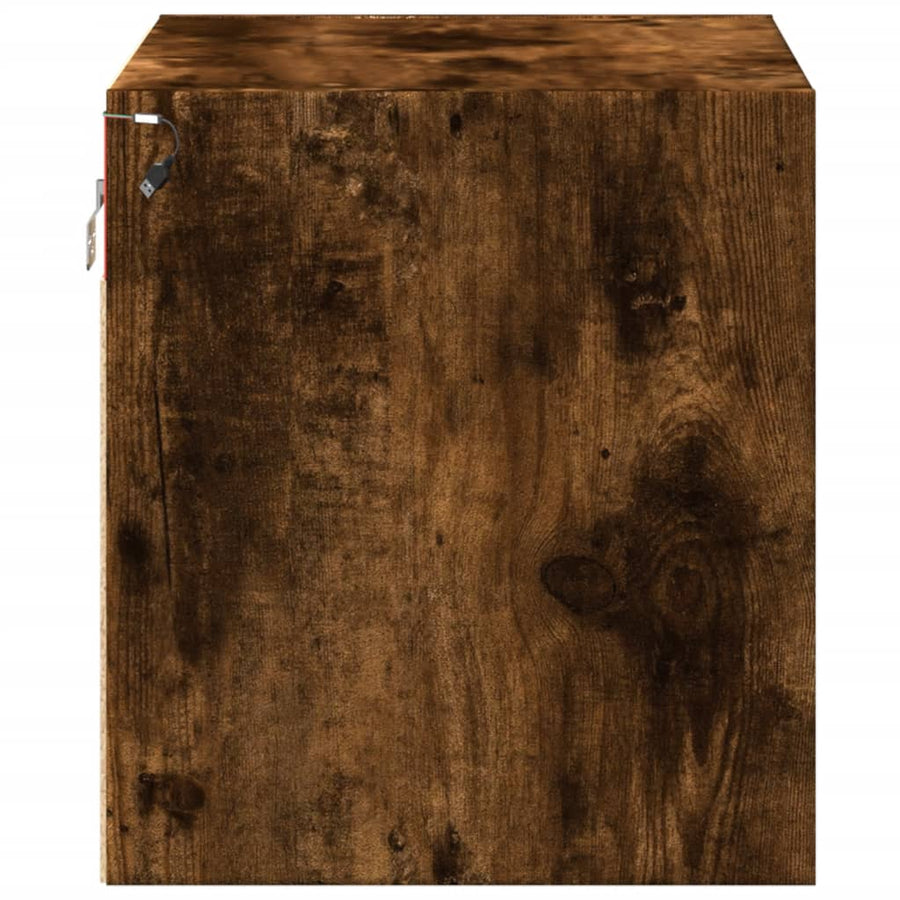 Nachtkastjes met LED's 2 st wandgemonteerd gerookt eikenkleurig