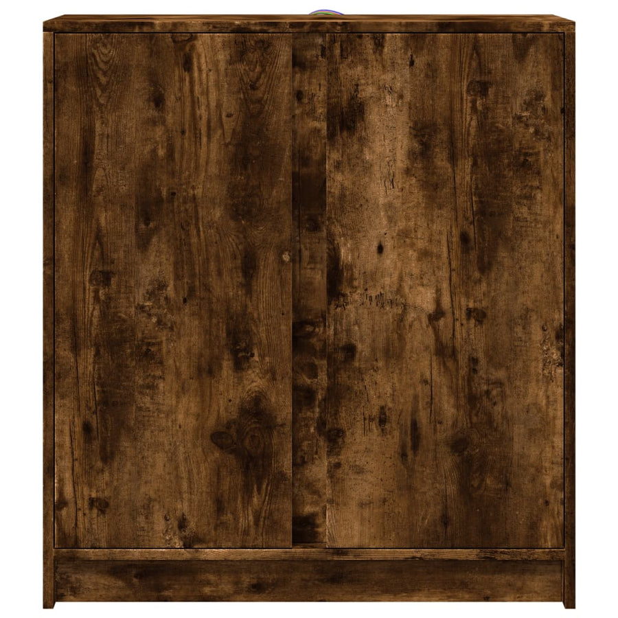 Dressoir met LED 77x34x85 cm bewerkt hout gerookt eikenkleurig