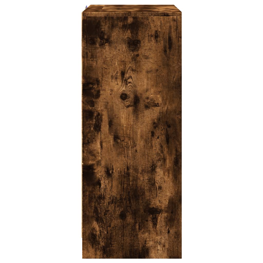 Dressoir met LED 77x34x85 cm bewerkt hout gerookt eikenkleurig