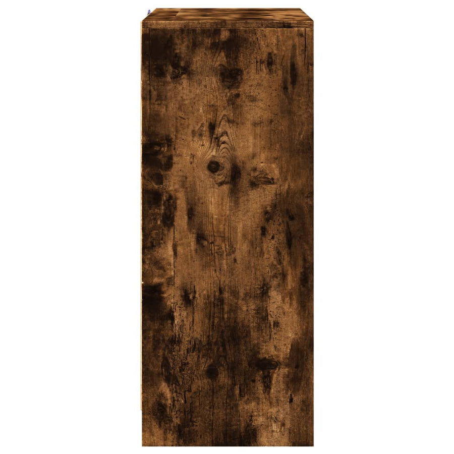 Dressoir met LED 77x34x85 cm bewerkt hout gerookt eikenkleurig