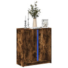 Sideboard with LED 77x34x85 cm engineered wood smoked oak