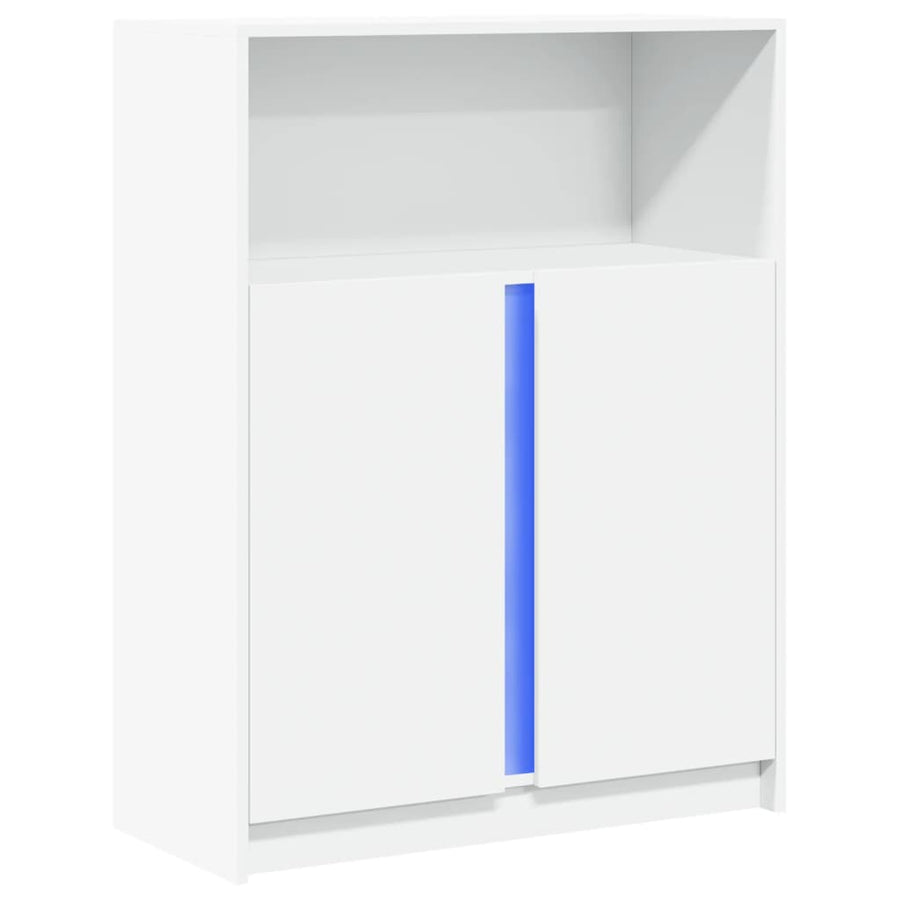 Dressoir met LED 77x34x100 cm bewerkt hout wit