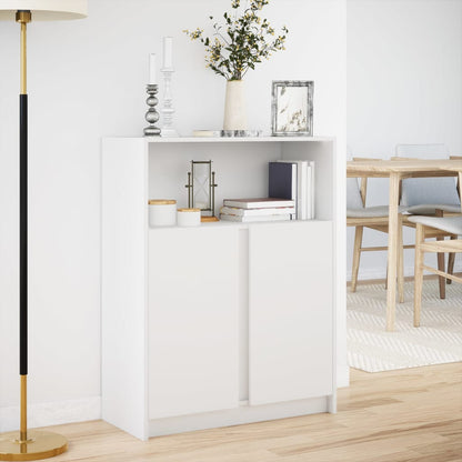Dressoir met LED 77x34x100 cm bewerkt hout wit