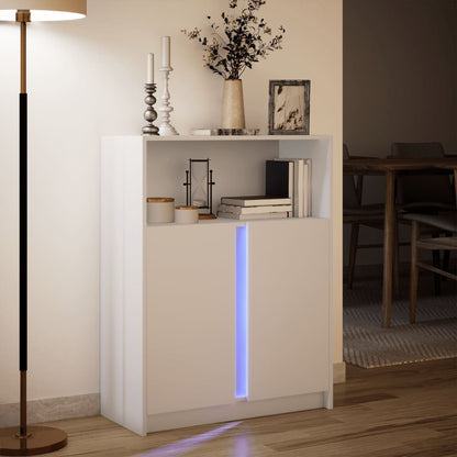 Dressoir met LED 77x34x100 cm bewerkt hout wit