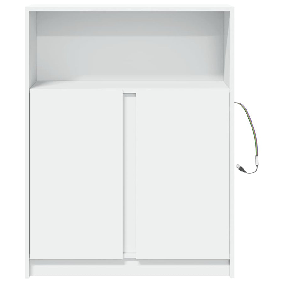 Dressoir met LED 77x34x100 cm bewerkt hout wit