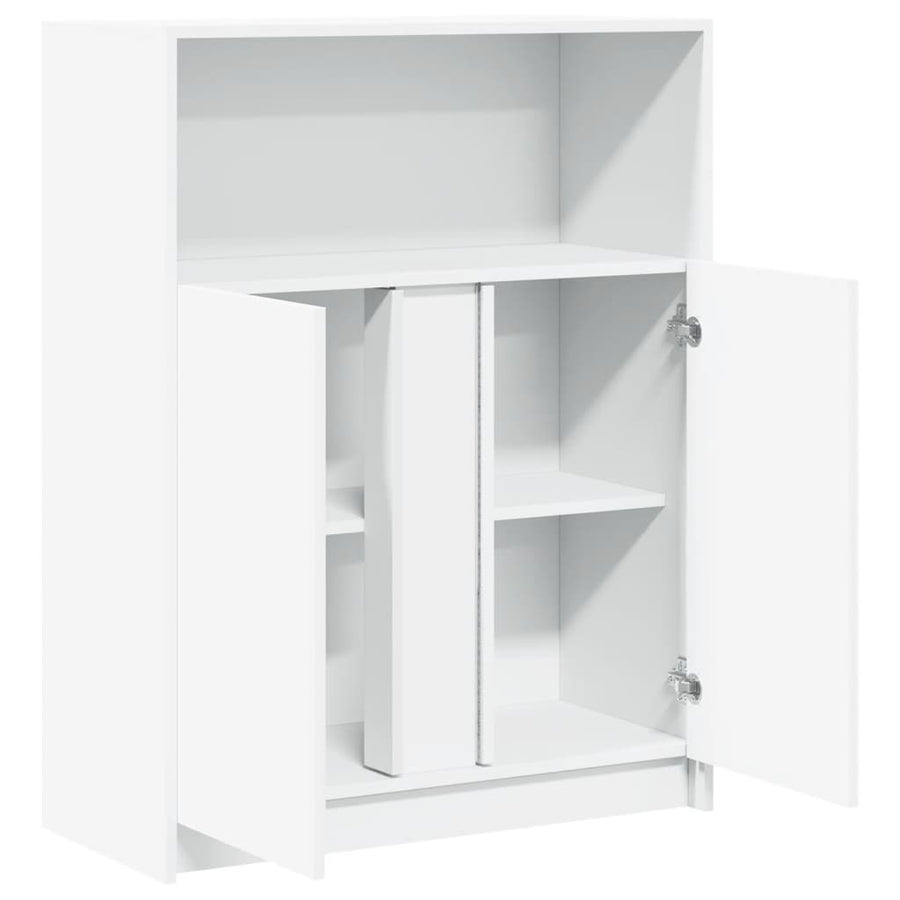 Dressoir met LED 77x34x100 cm bewerkt hout wit