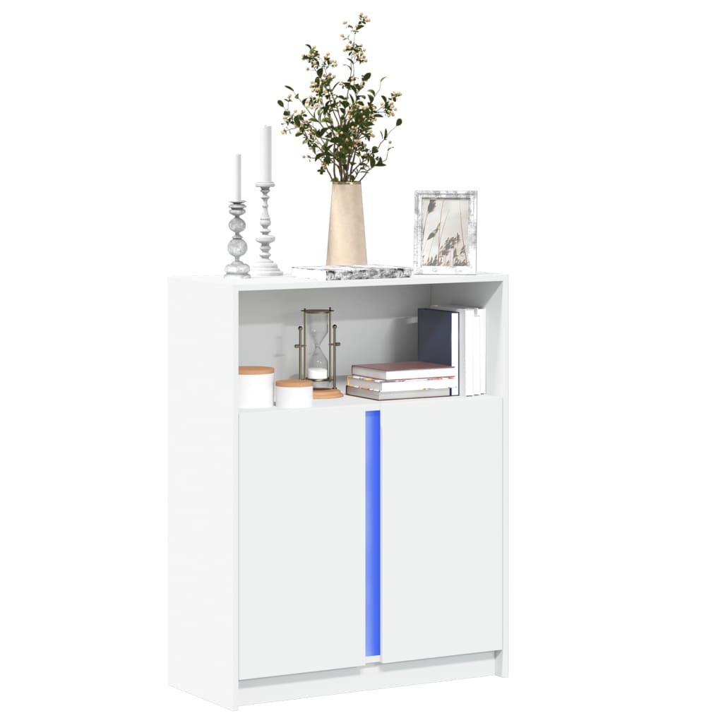 Dressoir met LED 77x34x100 cm bewerkt hout wit