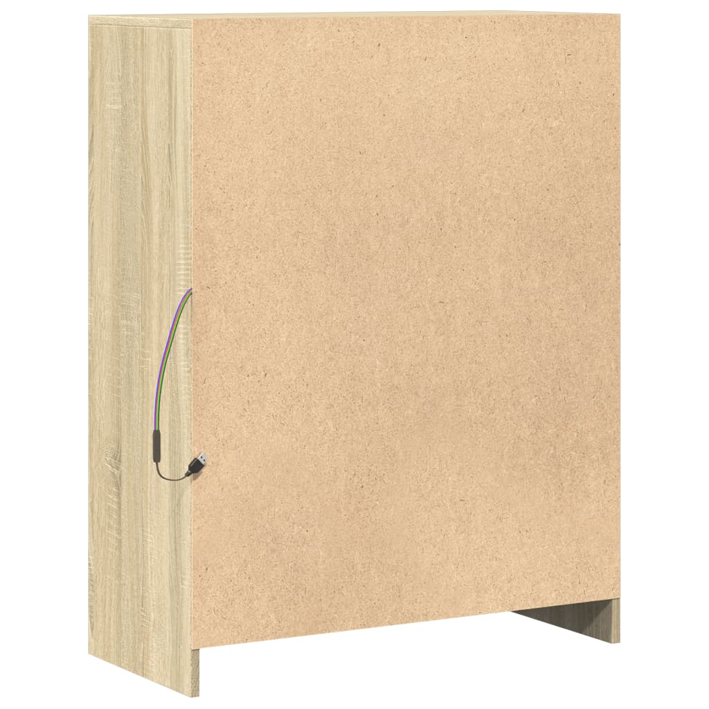 Dressoir met LED 77x34x100 cm bewerkt hout sonoma eikenkleurig
